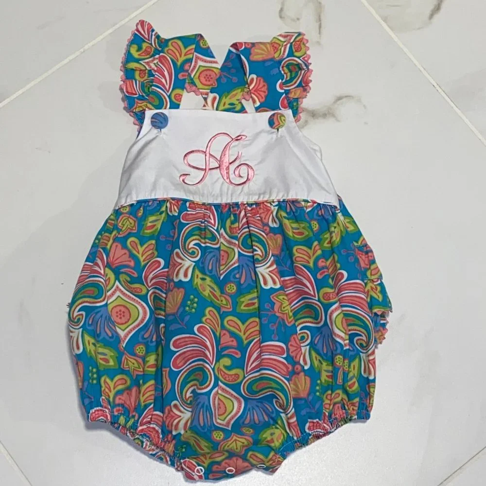 StellyBelly Monogrammed Romper "A" - Picture 4 of 9